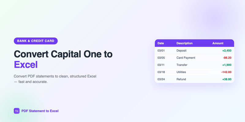 Converting a Capital One PDF statement into a clean Excel spreadsheet