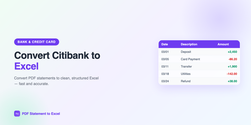 Converting a Citibank PDF statement into a clean Excel spreadsheet