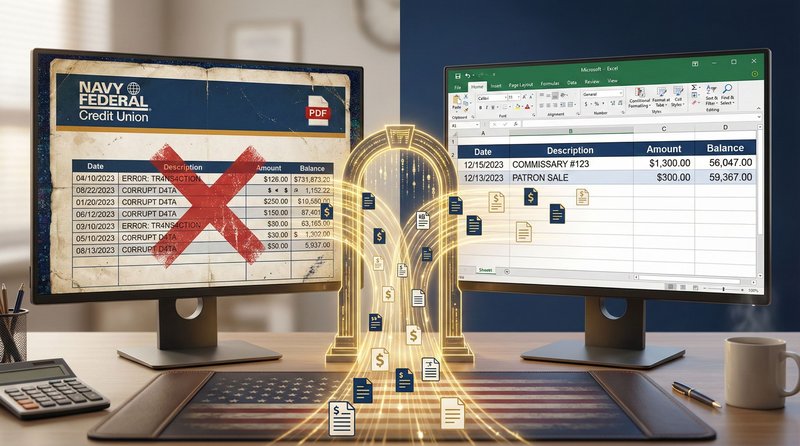 Convert Navy Federal PDF Statements to Excel