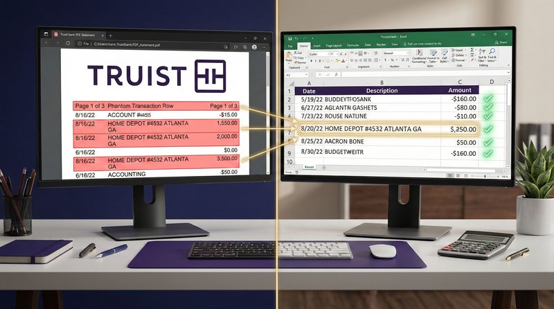 Convert Truist (SunTrust) Statements to Excel for Accounting (Fixes Merged Cells)