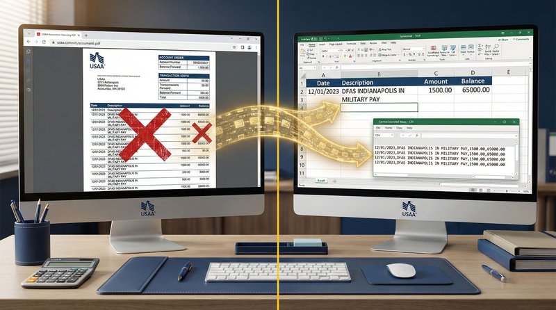 How to Convert USAA Bank Statements to Excel & CSV (Fixes Header Errors)